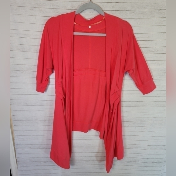 LULULEMON Namaste Wrap Cardigan in Coral Pink, sz 4 - Picture 2 of 12